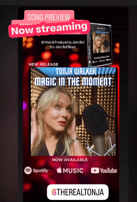 Music single cover: female singer in studio